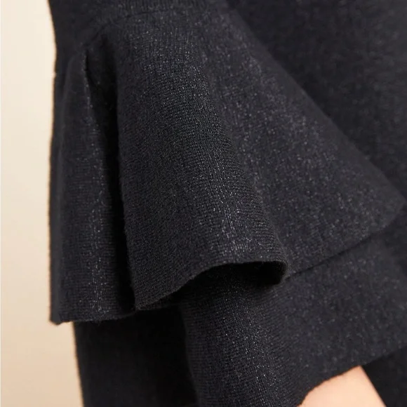 Anthropologie Claudette Black Ruffled Sweater Dress Sz:M - Picture 5 of 14